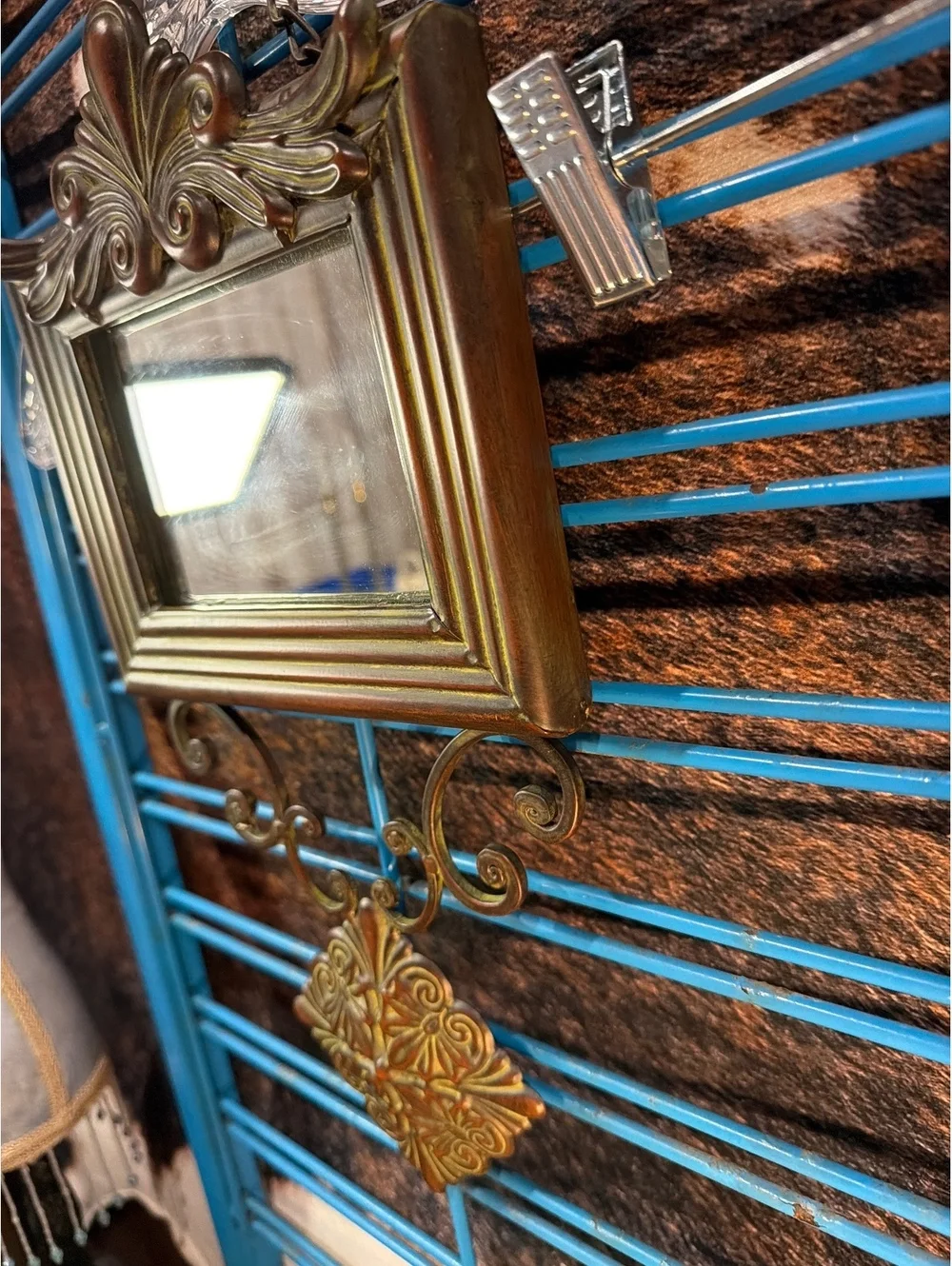 Vintage Ornate Gold Wall Mirror with Decorative Hanging Accent